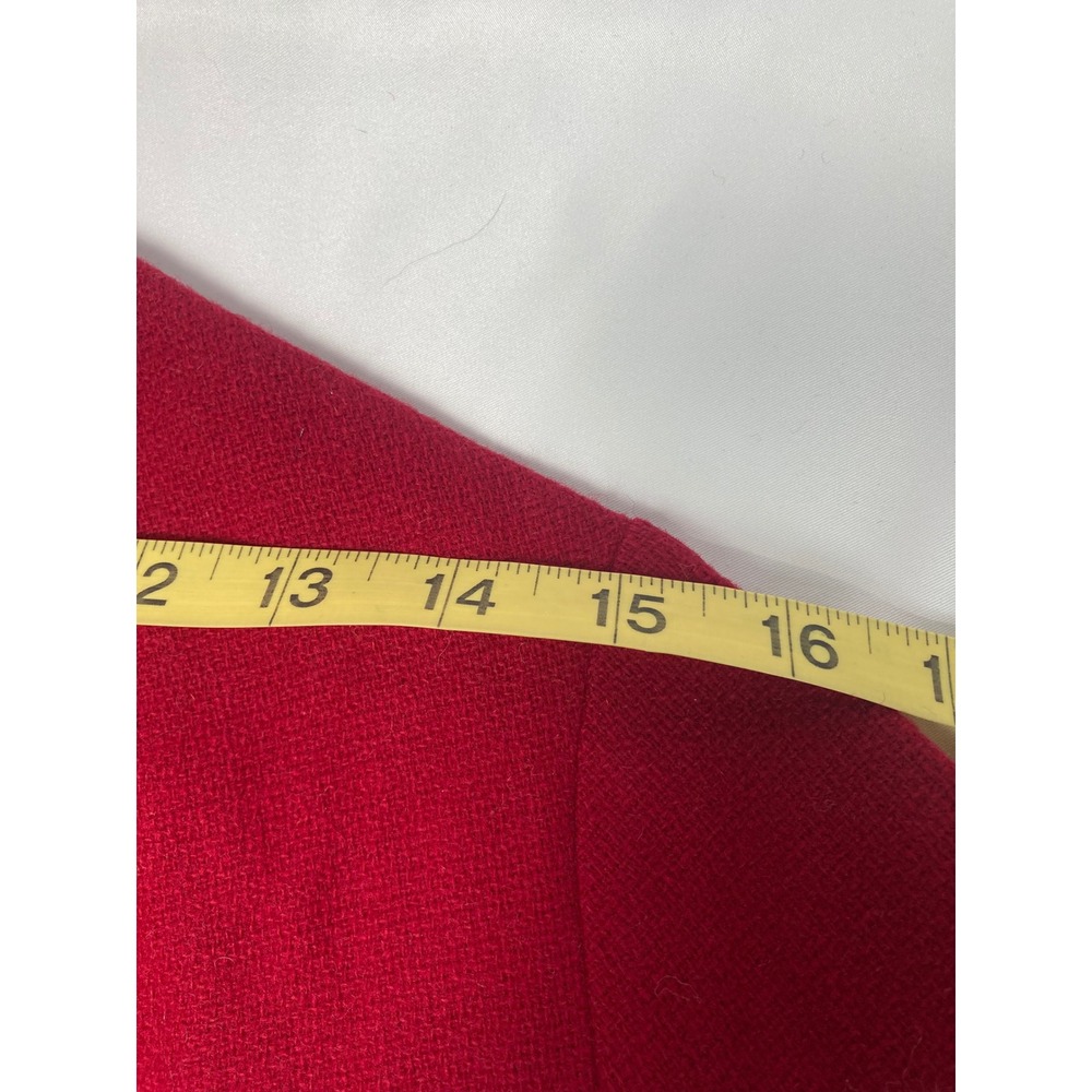 Vintage 1960s Red Wool Dress Smocked Yoke A-Line Lined Long Sleeve‎ - Picture 6 of 11